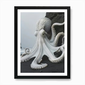 white surreal Octopus Art Print