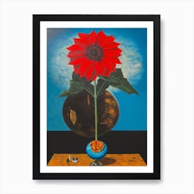 Poinsettia With A Cat 1 Dali Surrealism Style Art Print