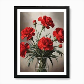 Vintage Red Carnations Art Print