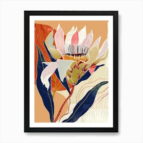Colourful Flower Illustration Protea 2 Art Print