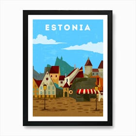 Estonia — Retro travel minimalist poster Art Print