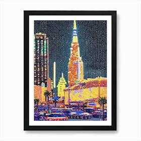 Las Vegas, City Us  Pointillism Art Print