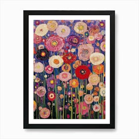 Gustav Klimt Print Flowers Red Poster Klimt Exhibition Poster Painting Flower Garden Poppies Full Art Print