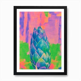 Artichoke 2 Risograph Retro Poster vegetable Art Print