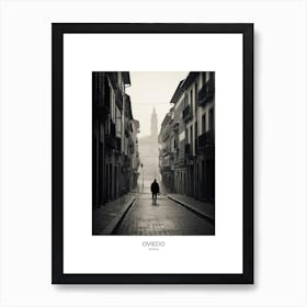 Poster Of Oviedo, Spain, Black And White Analogue Photography 2 Art Print