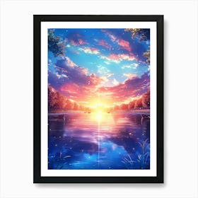 Sunset Over The Lake Art Print