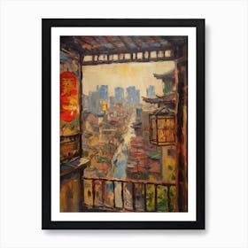 Window View Of Tokyo In The Style Of Impressionism 1 Art Print