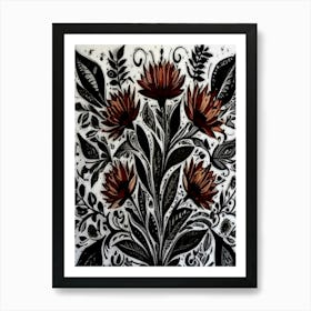 Black And White Flowers Art Print