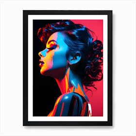 Neon Girl Portrait Art Print