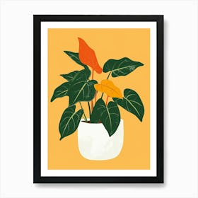 Philodendron Plant Minimalist Illustration 1 Art Print