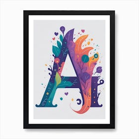 Colorful Letter A Illustration 57 Art Print