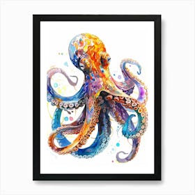 Octopus Colourful Watercolour 3 Art Print