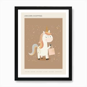 Unicorn Shopping Muted Pastels 1 Poster Art Print