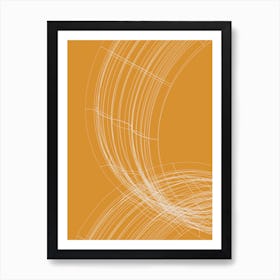 White On Yellow Abstract Wire Circles Art Print