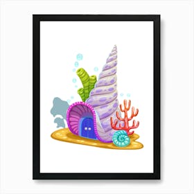 Colored seashells. Seashells. Summer. 2 Art Print