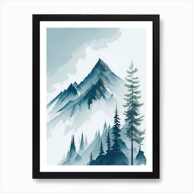 Mountain And Forest In Minimalist Watercolor Vertical Composition 243 Art Print