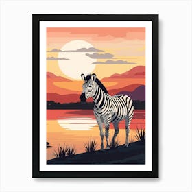 Zebra At Sunset Art Print