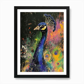 Peacock Brushstrokes 1 Art Print