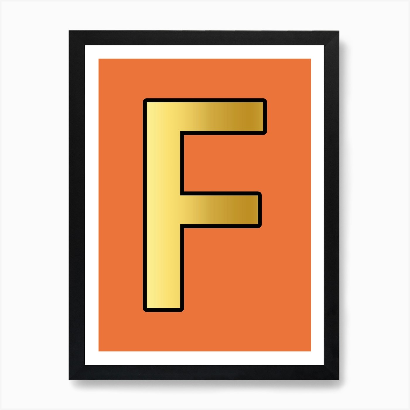 letter f gold alphabet orange art print by mambo fy