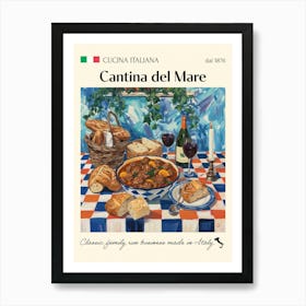 Cantina Del Mare Trattoria Italian Poster Food Kitchen Art Print