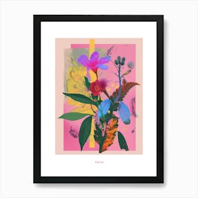 Statice 1 Neon Flower Collage Poster Art Print