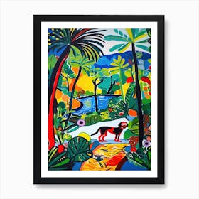 Painting Of A Dog In Eden Project, United Kingdom In The Style Of Matisse 02 Art Print