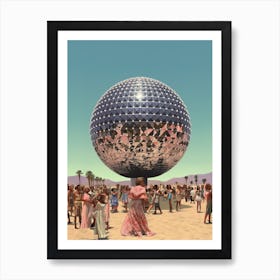 Giant Disco Ball Party In The Desert 3 Art Print