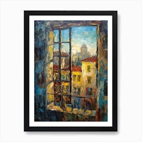 Window View Of Venice In The Style Of Expressionism 2 Art Print