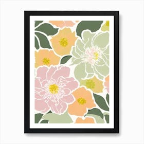 Peony Pastel Floral 3 Flower Art Print