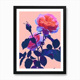 English Roses Painting Rose Silhouette 1 Art Print