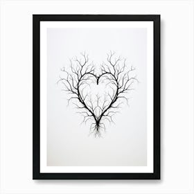 Minimalist Black Tree Branch Heart 3 Art Print