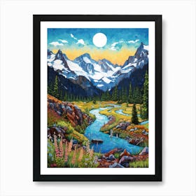 North Cascades National Park Retro Pop Art 13 Art Print