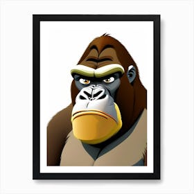 Gorilla With Confused Face, Gorillas Scandi Cartoon 2 Art Print