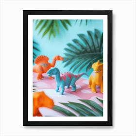 Colourful Toy Dinosaur Friends 3 Art Print