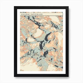 Jungfrau Switzerland Hillshade Map Art Print