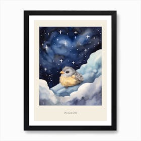 Baby Pigeon 1 Sleeping In The Clouds Nursery Poster Art Print