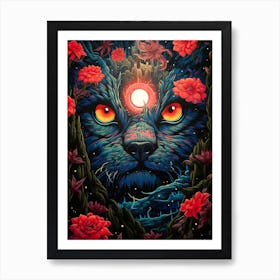 Psychedelic Cat Art Print