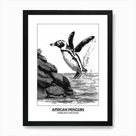 Penguin Diving Into The Water Poster 1 Art Print