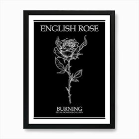 English Rose Burning Line Drawing 2 Poster Inverted Poster