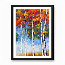 European White Birch tree Abstract Block Colour Art Print