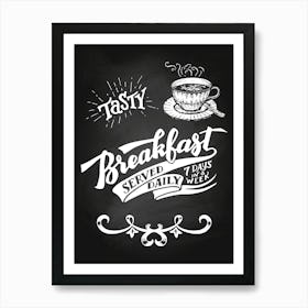 Breakfast Served Daily — Coffee poster, kitchen print, lettering Art Print