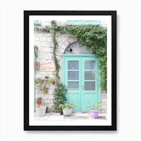 Green Doorway Greece Art Print