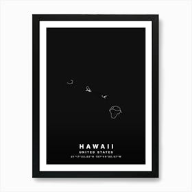 Hawaii United States Black Map Art Print