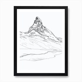 Matterhorn Switzerland Italy Line Drawing 4 Art Print