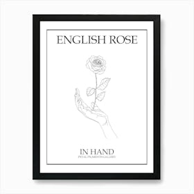 English Rose In Hand Line Drawing 4 Poster Art Print