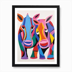 Colourful Kids Animal Art Rhinoceros 1 Art Print