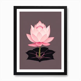 A Pink Lotus In Minimalist Style Vertical Composition 90 Art Print