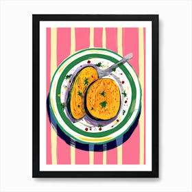 A Plate Of Pumpkins, Autumn Food Illustration Top View 2 Art Print