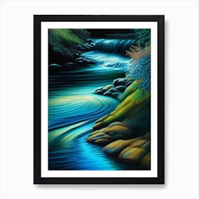 Flowing Water Waterscape Crayon 1 Art Print