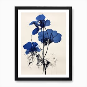 Blue Botanical Orchid 3 Art Print